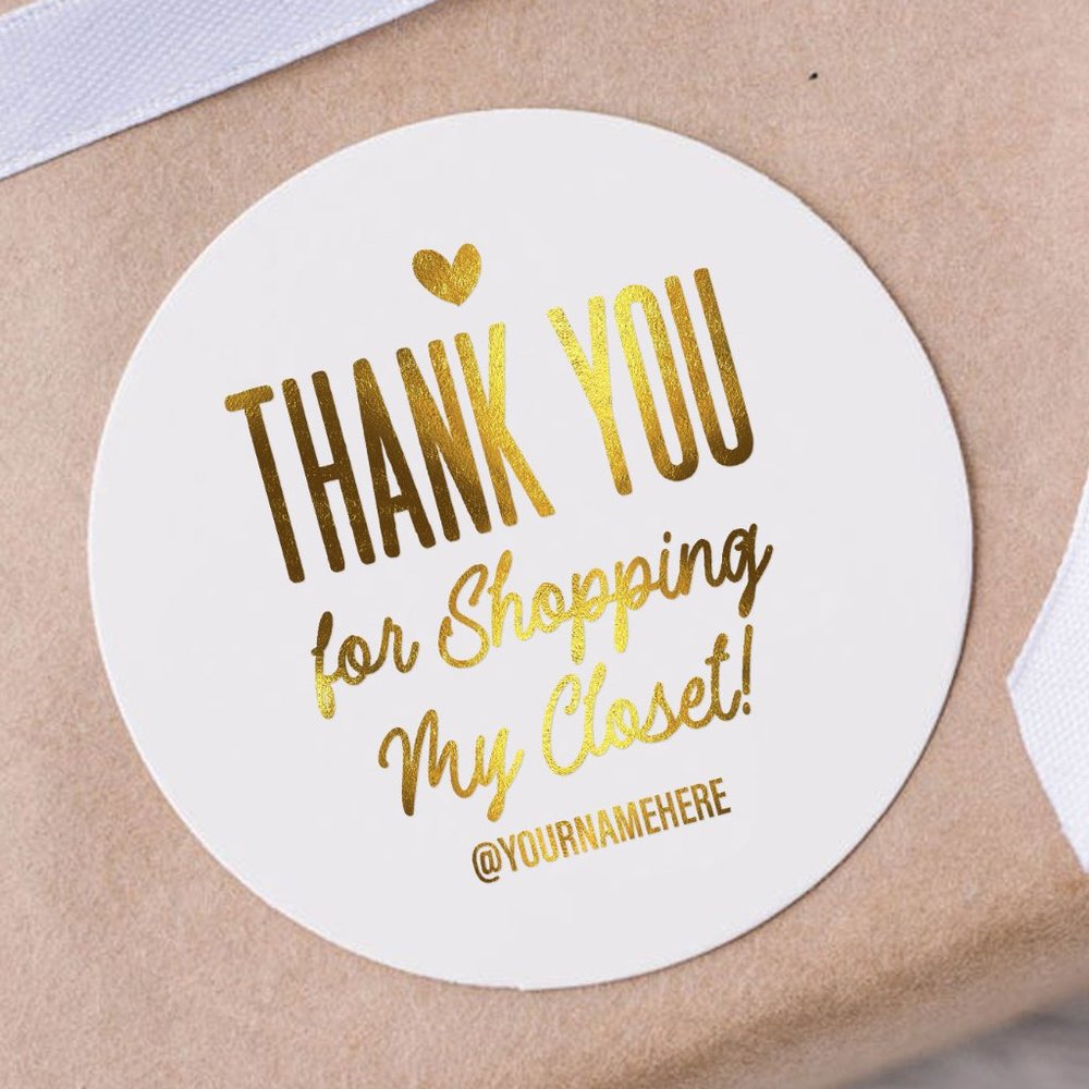 Thank You For Shopping My Closet! Stickers & Labels with your custom name